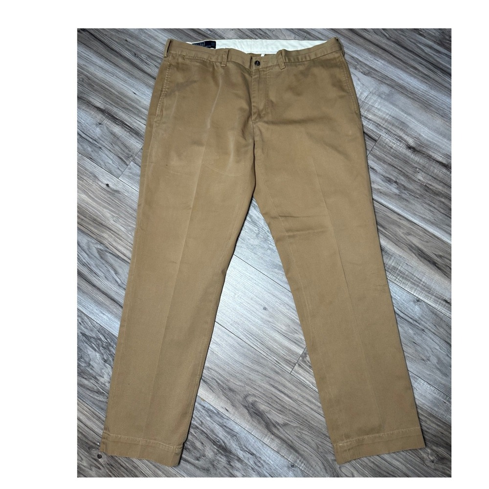 Polo Ralph Lauren Custom Fit Pants Mens 38x32 Khaki Cotton Chino Trousers
